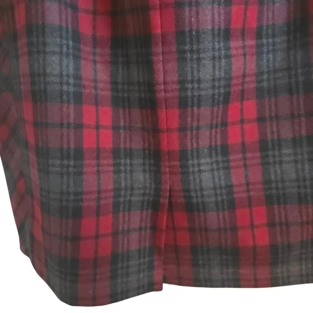 Eddie Bauer Wool Blend Tartan Plaid Mini Skirt‎ TS S Lined Pockets Academia Xmas